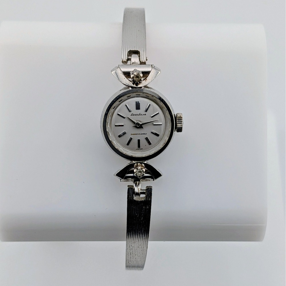 1965 Seiko Solar 17J Diashock WGP Crystal Lug Manual Wind Watch 10-0100 6.5"